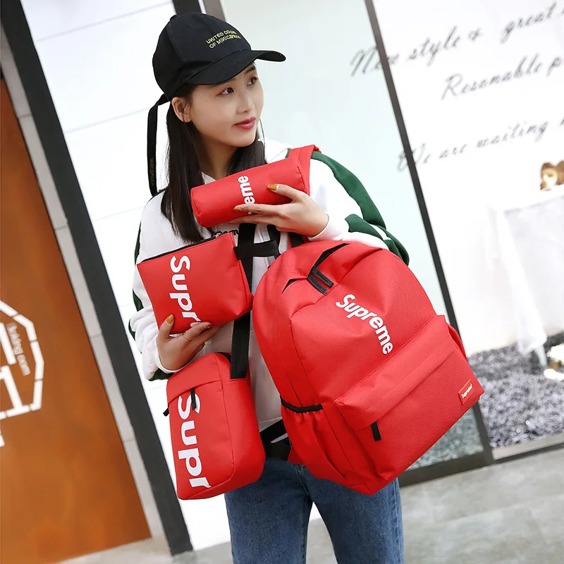 

Backpack Women's Korean-style New Style Four-piece Set College Style Backpack Campus Casual Versatile High Secondary School Wome