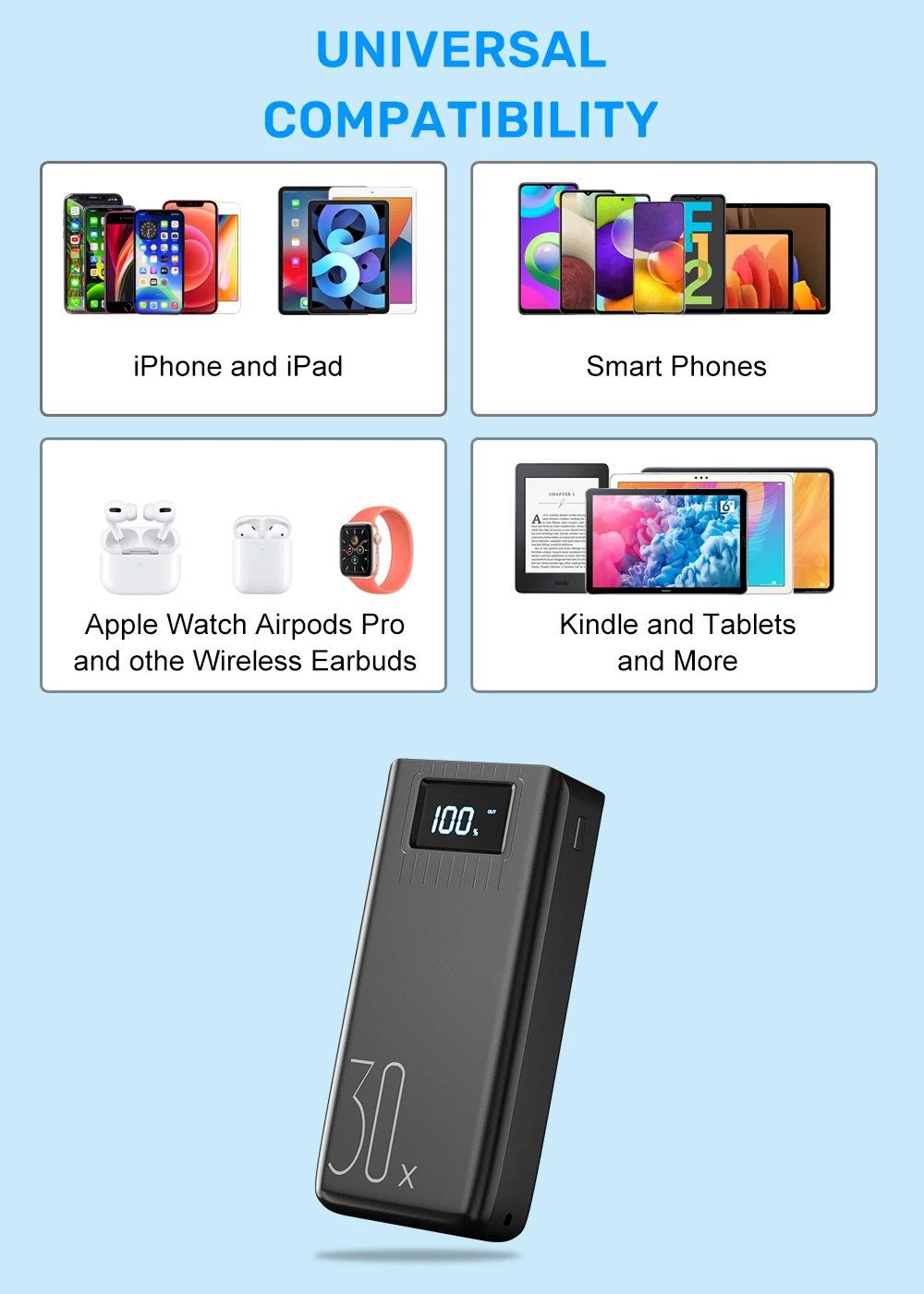 bateria externa para iphone, xiaomi, samsung, huawei