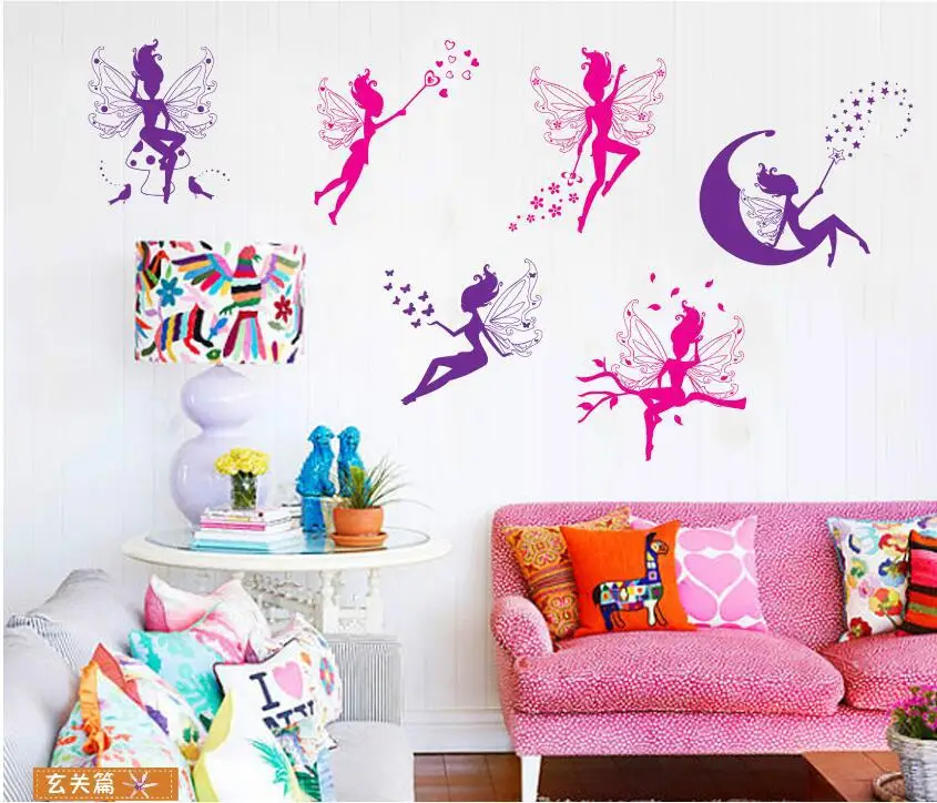 Настенные наклейки производители настенные наклейки JM8259 эльфы девушки гостиная спальня ТВ наклейки на стену для фона