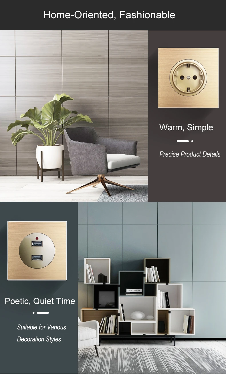 de metal, dourado, duplo, alemão, schuko eu, 172*86mm