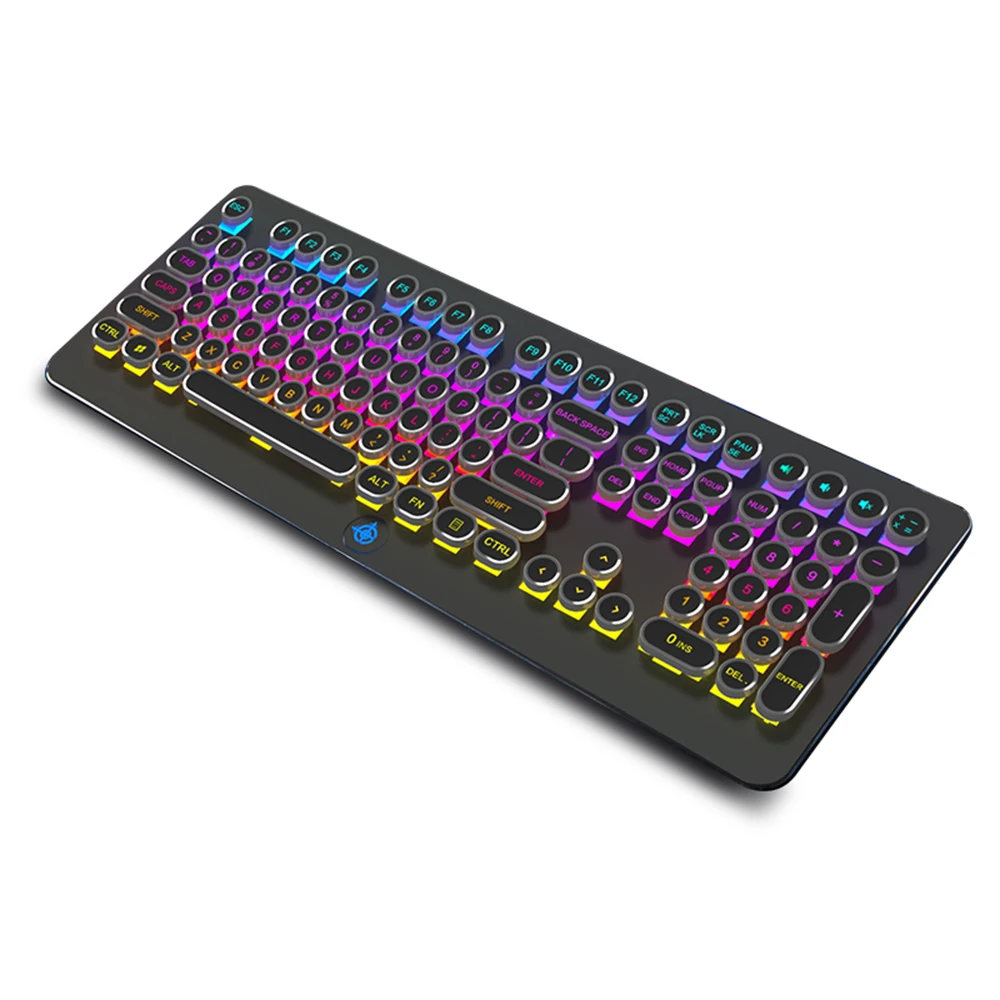 Круглый стимпанк Keycap Радужная подсветка игровая клавиатура 108 клавишей 18 встроенный светящийся светодиодный режим освещения Волшебная клавиатура