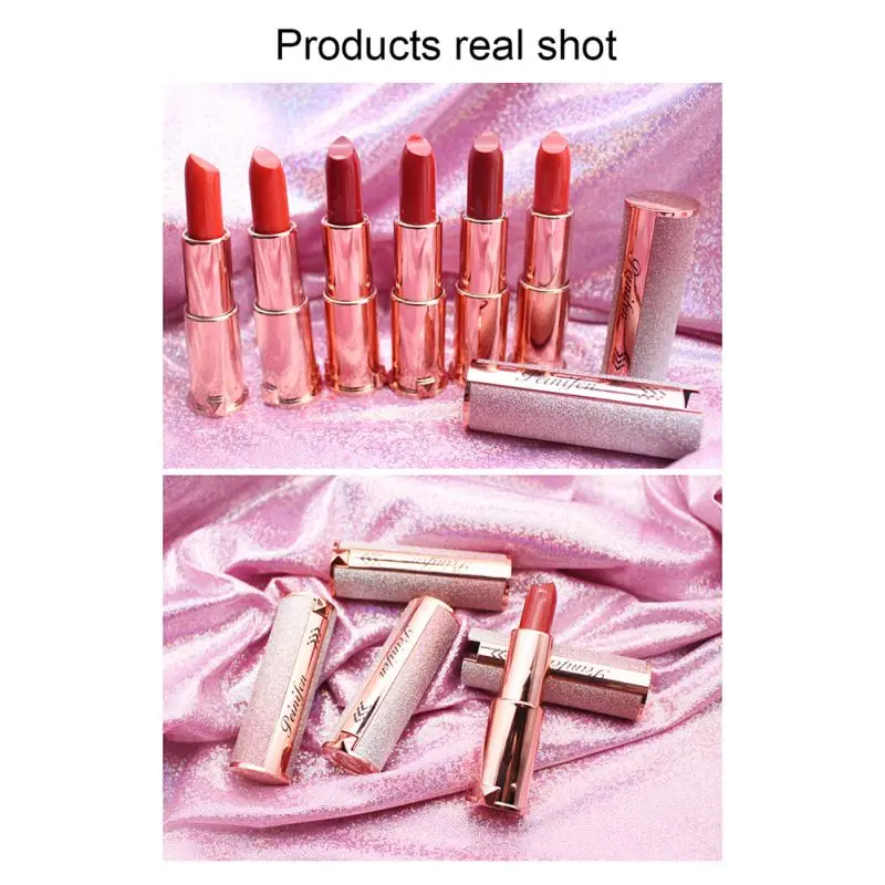6 Colors Long Lasting Moisturizing Silky Lipstick Easy To Color Lipstick Cosmetic Round Tube Lipstick Lip Makeup