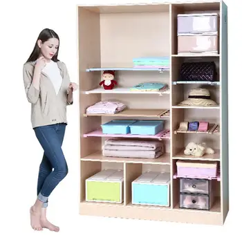 

Adjustable Closet Organizer Storage Shelf Wall Mounted Kitchen Rack Space Saving Wardrobe Decorative Shelves Cabinet Holders