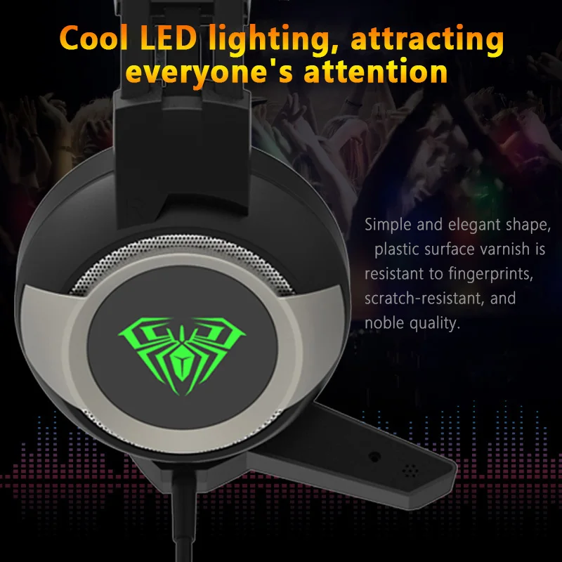 AULA G91 Professional E sports Gaming Headset Led Light Headphone for Computer Deep Bass Stereo Over Ear Wired Headset with Mic