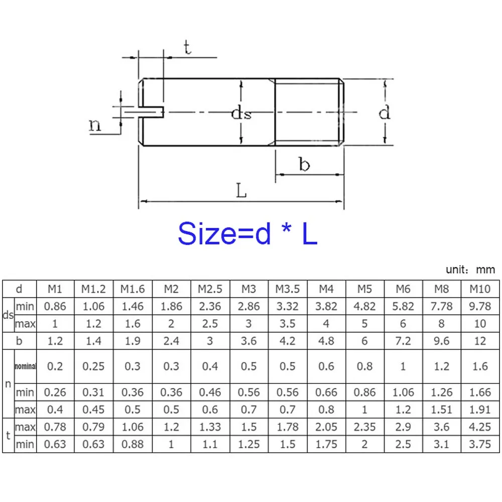 Stainless Steel Dowel Pin 2/10x M2 M2.5 M3 M4 M5 M6 M8 M10 GB878 304 A2 Outside Thread Solid Slotted Head Positioning Roll Shaft