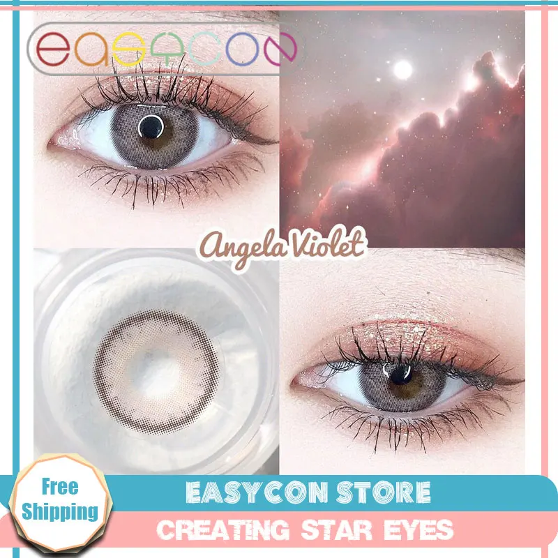 EASYCON Angela розовые цветные контактные линзы ежегодно ищут натуральный макияж глаз