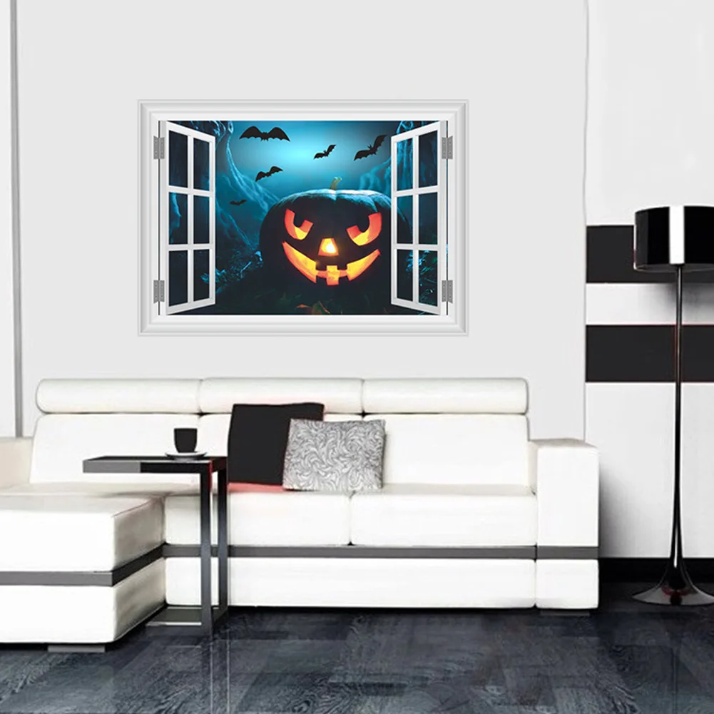 Hallowmas13 New Style Halloween 3D Horror Ghost Castle Pumpkin Head Living Room Decoration Wall Stickers