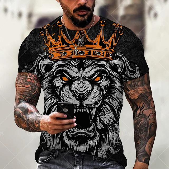 Fashion Trend 3D printing Tiger Men  T-Shirt Casual O-Neck Summer Selling Short Sleeve Oversized T-Shirt Comfortable StreetTops OFSM-00852
