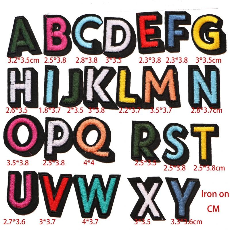 A Z Buchstaben Mode Farbe Englisch Alphabet Symbol Stickerei Applique Patches Fur Kawaii Kleidung Diy Eisen Auf Abzeichen Auf Eine Rucksack Badges Aliexpress
