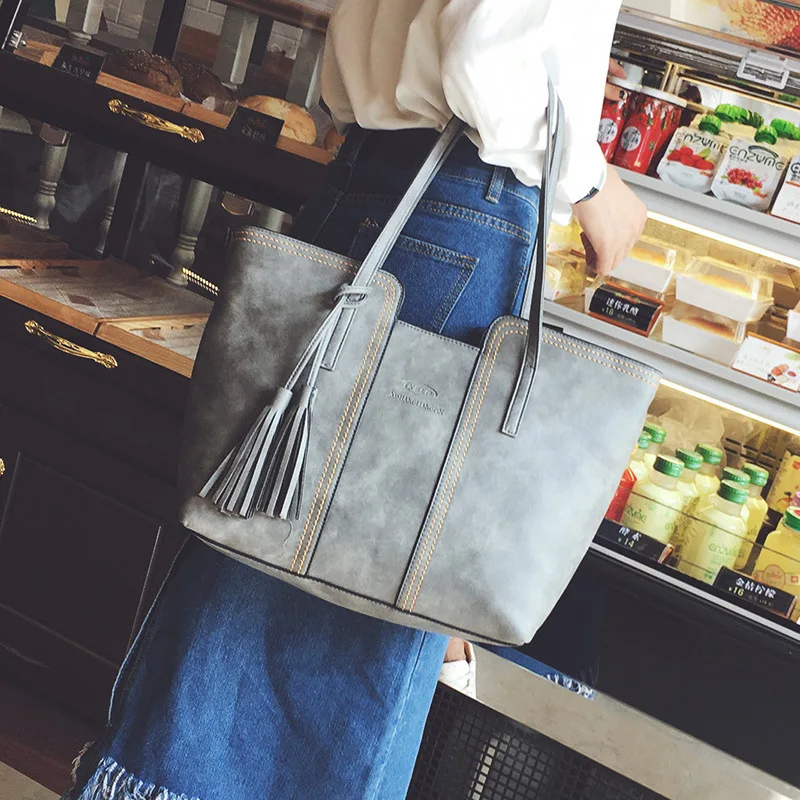 

Big Bag Women's 2019 Spring New Style Retro Tassels Shoulder Bag Large Capacity Women's Handbag