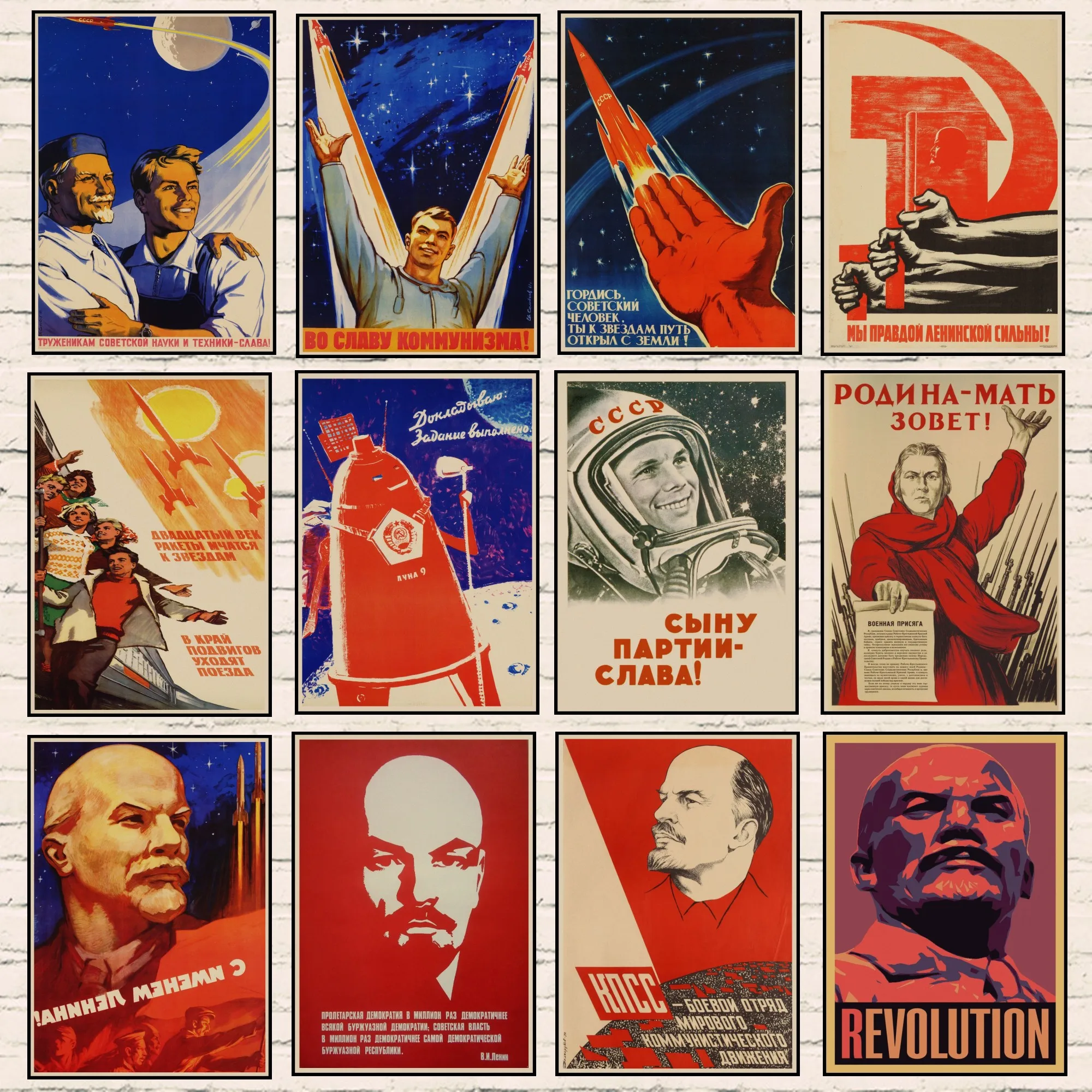 Vintage Russian Propaganda Poster Soviet Space Cosmonaut Retro Art Print A3 A4 