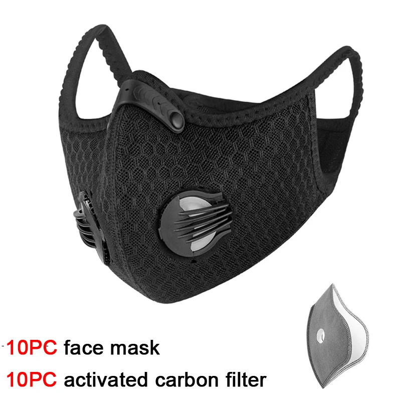 

10pc Anti-fouling Mask N95 PM2.5 5 Layers Activated Carbon Filter Mask Men and Women Mask Washable Reusable 10pc