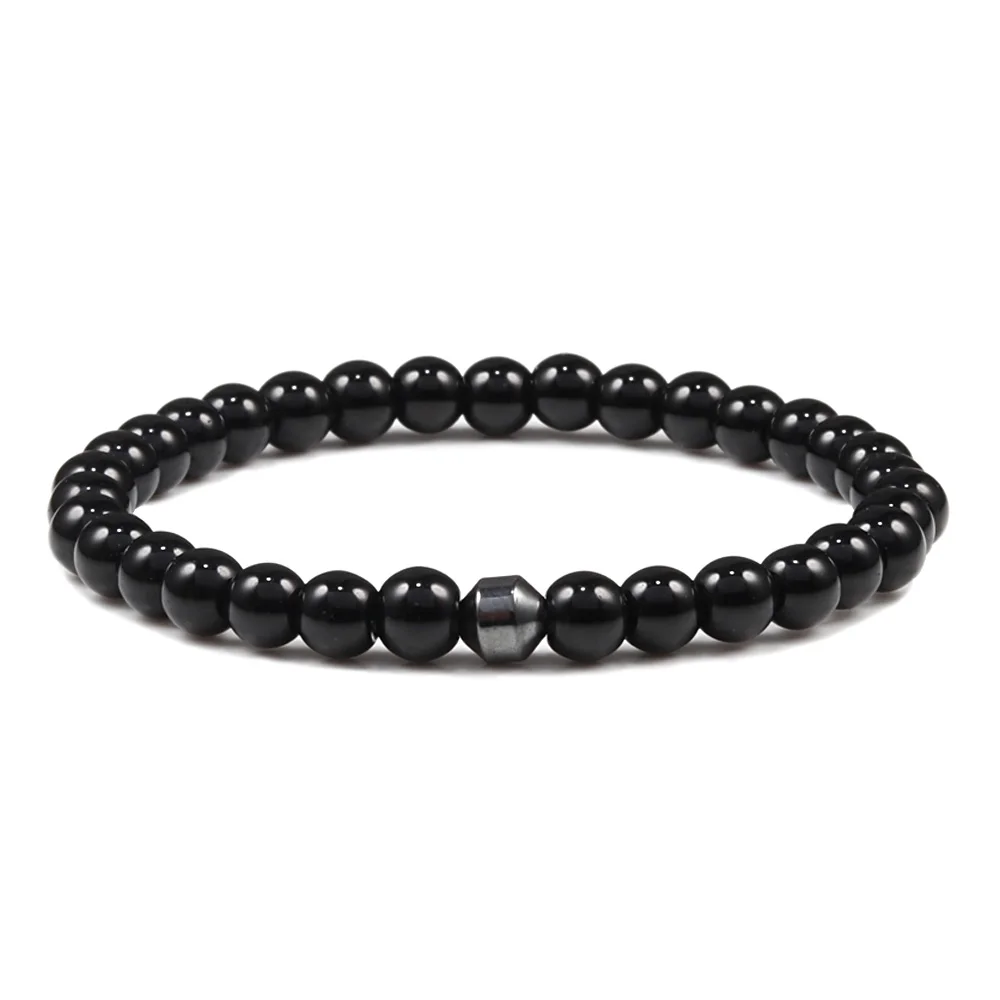 Bright Black 2 Мужские классические модные цилиндрические гематитовые бусины браслет из натурального камня браслеты из малахитовых бус Homme Yoga Strand ювелирные изделия браслеты - Окраска металла: Bright Black 2