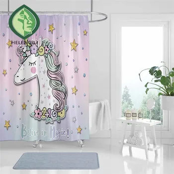 

3D Unicorn Beach Shower Curtain Bathroom Waterproof Polyester Printing Curtains for Bathroom Shower #DJS88