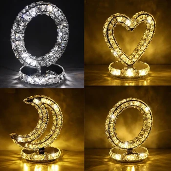 

Crystal Table lamp K9 Crystal Table Lamp For Bedroom Studio Table Round moon lamp LED Decorative Table Lamp Glass Crystal Light