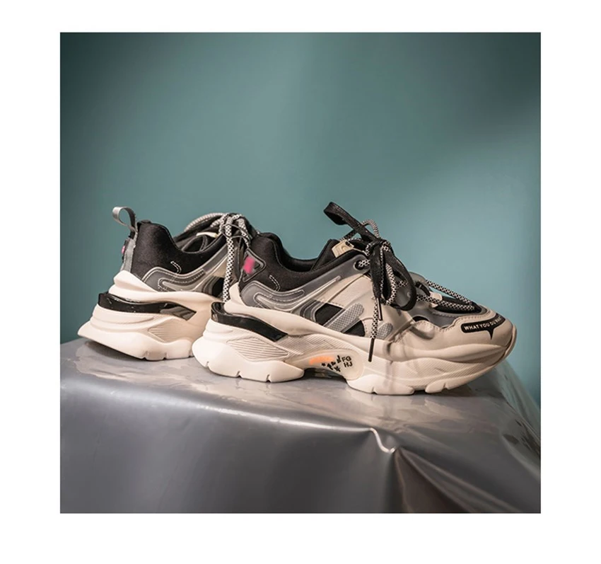 IGU/женские кроссовки из натуральной кожи на платформе; обувь для папы; tenis feminino Harajuku; кроссовки на толстой подошве для женщин; большой размер 42
