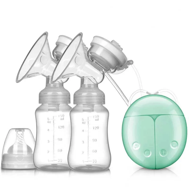 ZIMEITU двойной Электрический молокоотсос мощный соска всасывания USB Электрический молокоотсос с бутылка для детского молока грудного вскармливания - Цвет: Green