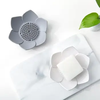 

Draining Dish Flower Shaped Soapbox Plate Bathroom Flexible Silicone Safety Material Non-toxic Box Holder