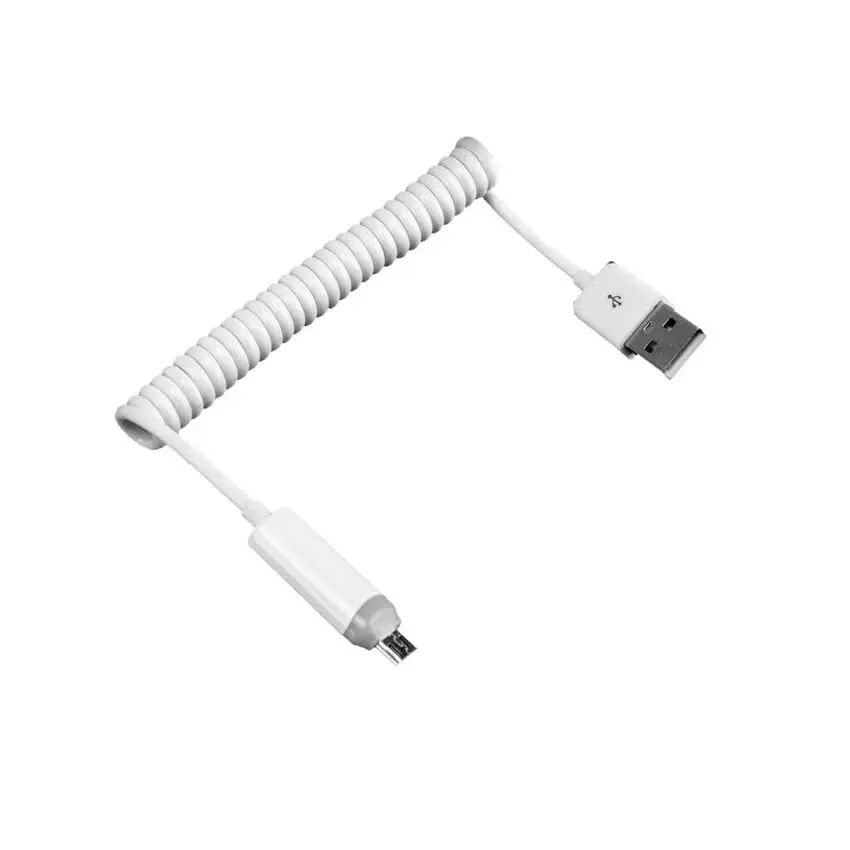 Спиральный USB2.0 A штекер для Micro USB B 5Pin адаптер пружинный кабель шнур 1 метр|Кабели