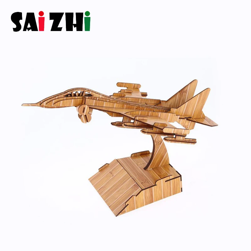 Saizhi самолет DIY 3D деревянная модель строительные наборы сборочные игрушки подарок для детей боец деревянная Сборная модель строительные