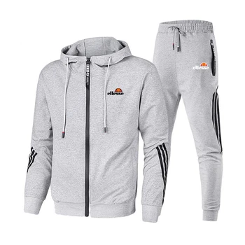 

2020 New Casual suit sportswear men's fall/winter hooded sweatshirt zipper suit Tracksuit men's Running set two-piece suit