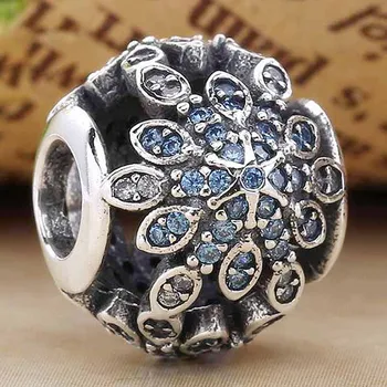 

Original Cute Snowflake With Full Crystal Beads Fit 925 Sterling Silver Bead Charm Pandora Bracelet Bangle DIY Jewelry