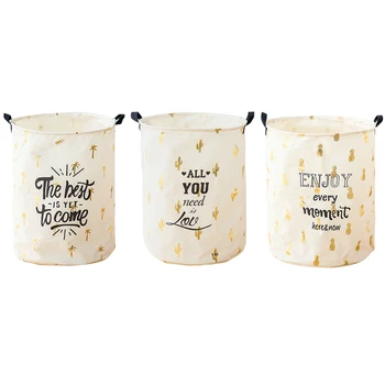 

Washing Laundry Cotton Basket Tank Storage Bin Handle Toys Container Cylinder Dirty Clothes Holder