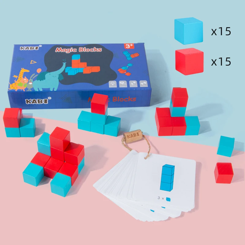 

Wood Building Blocks Cube Toys Spatial Thinking Colorful Children's Educational Space Thinking Creative Intelligence Development