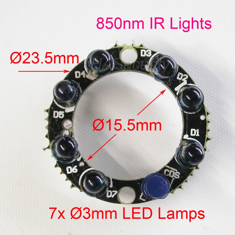 small size Infrared 7x(3mm) IR LED board module for CCTV camera night