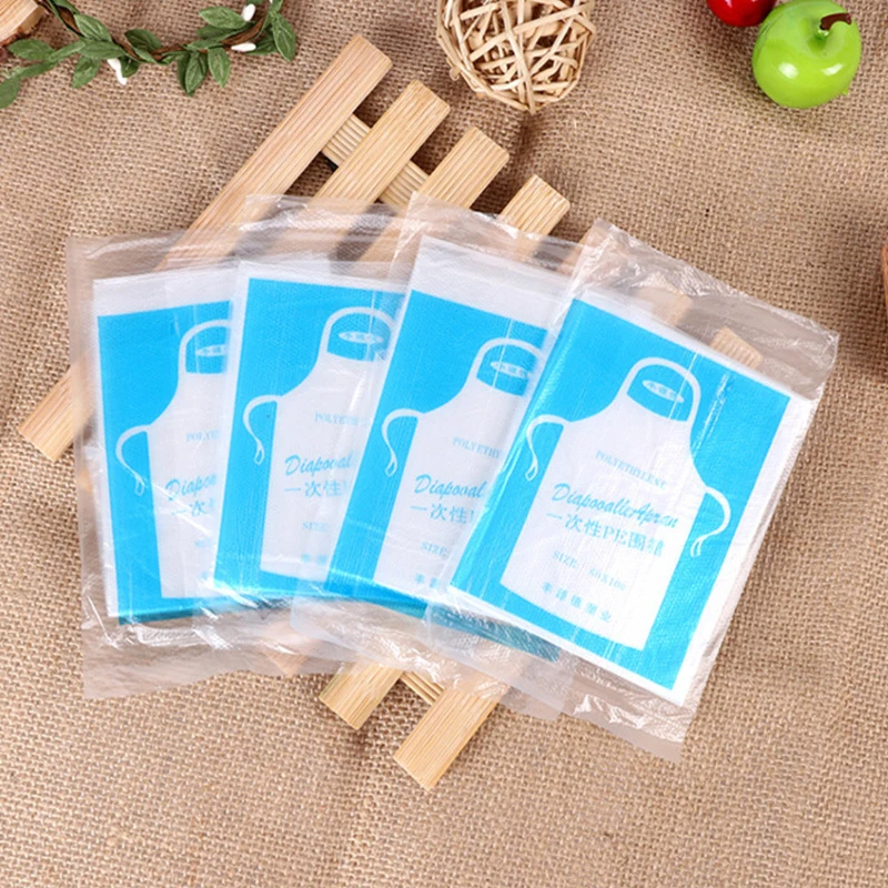 25PCS Thicken Disposable Apron Adult Kids Plastic Waterproof Oil-proof Clothes Kitchen Hairdresser Woman Barbecue Baking Party