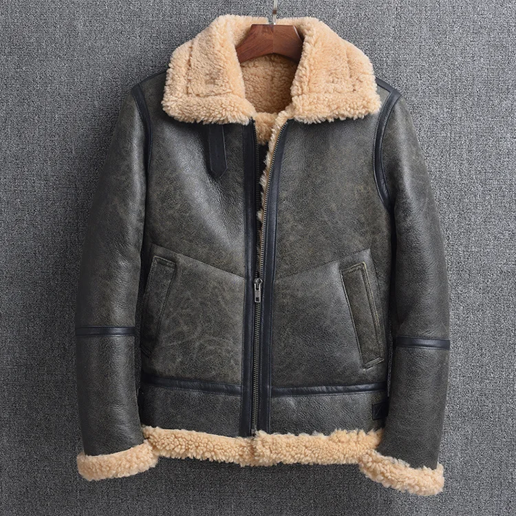 Free shipping.2021 winter warm natural fur jacket,classic B3 shearling clothes,Man genuine leather coat.quality wool clothing guess genuine leather coats & jackets