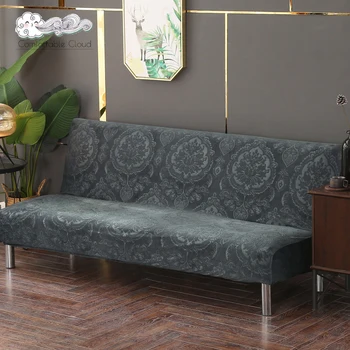 

Armless Sofa Bed Cover Plush Without Armrest Printed Covers Stretch Slipcover Folding Furniture Decoration Couch Cover