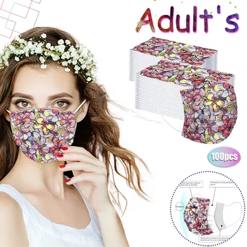 

10/30/50pc Adult Unisex Mask Disposable Three-layer Nonwove Mondkapjes Mouth Caps Earloop Breathable Mascarillas Butterfly Print