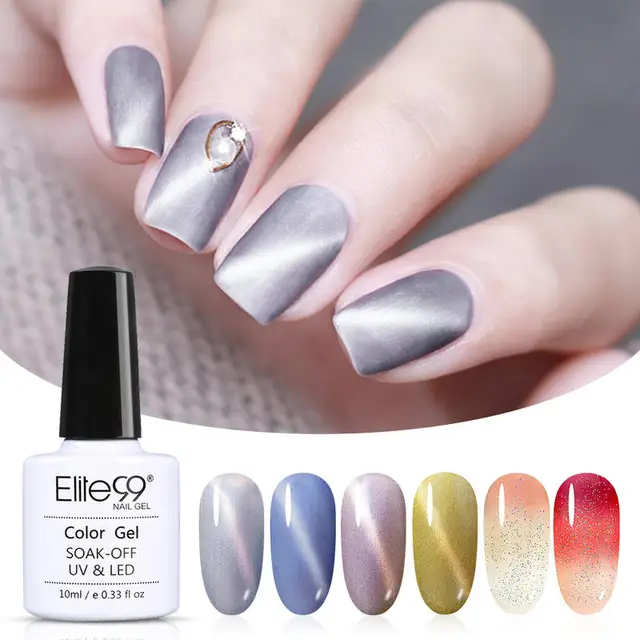 Elite99 6PCS Laser Thermische Ändern Glitter Gel Polish Set 10ml + Magnet Katze Auge UV Nail art Gel lack Maniküre Geschenk Sets