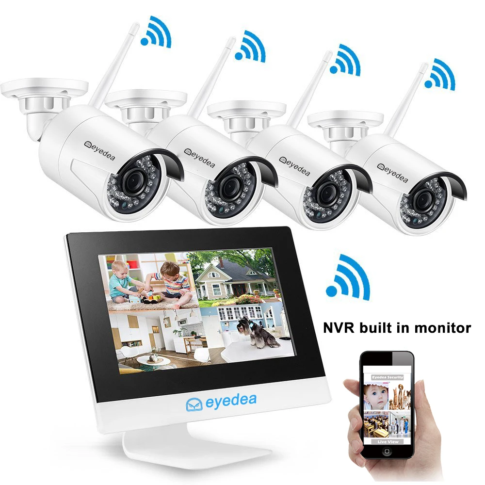 

Eyedea 4CH 1080P WIFI NVR Kits With LCD Monitor Wireless Waterproof Outdoor Video Security Surveillance Camera System