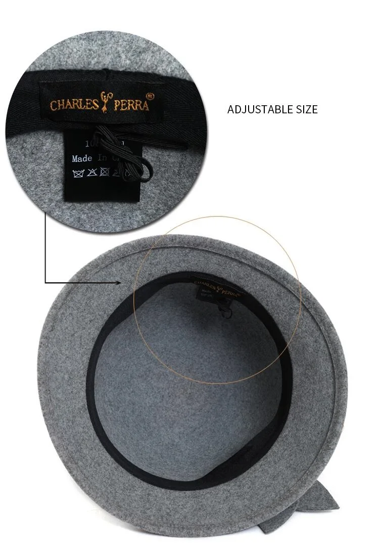 H7687 женская шляпа Fedoras осень зима уличная теплая шерстяная, фетровая шляпа женские Вечерние Элегантные корейские высококачественные модные купольная шапка с цветком