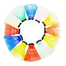 12 шт. красочный пластиковый Портативный прочный тренировочный мяч для бадминтона, принадлежности для занятий спортом на открытом воздухе, Волан