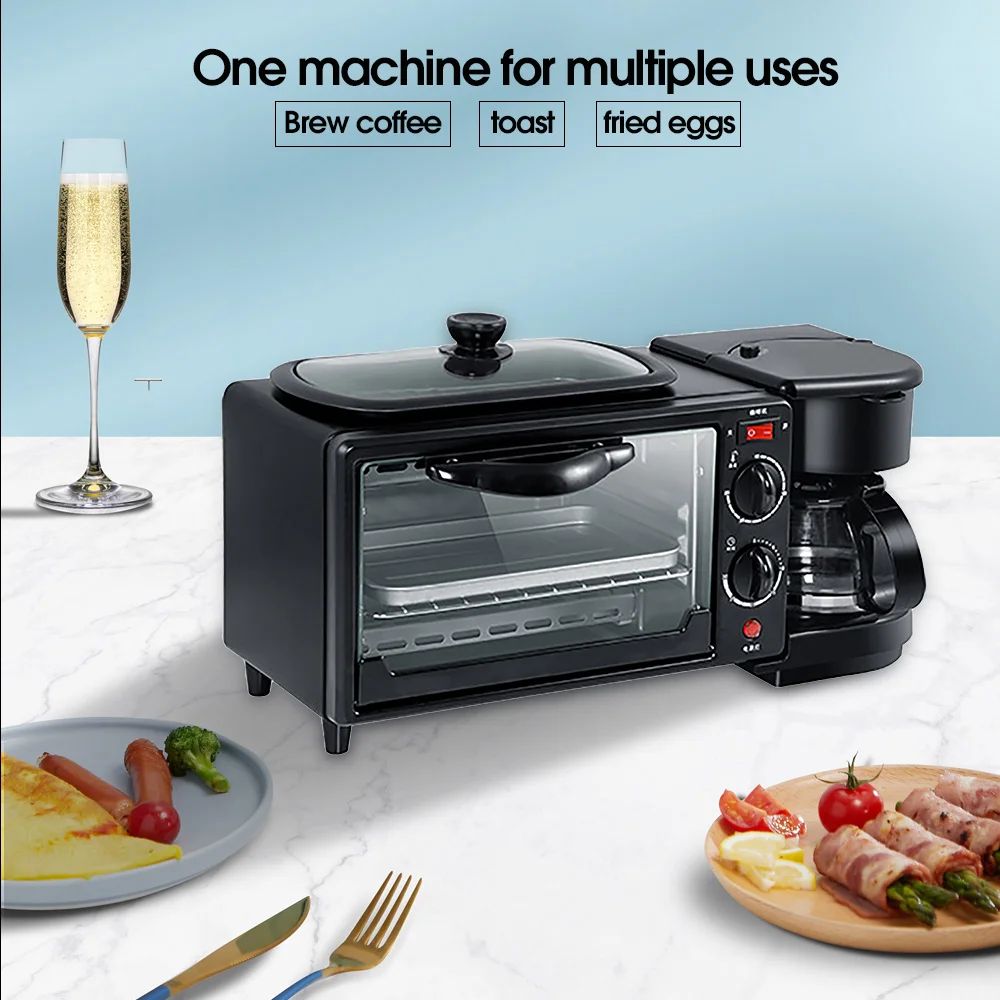 Details about   Electric Oven 3 In 1 Breakfast Making Machine Multifunction Drip Coffee Maker 