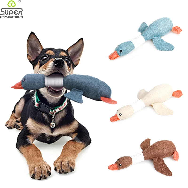 Artículo caliente Perro de peluche de ganso salvaje de dibujos animados, juguete para mascotas con sonido para limpieza de dientes, cachorro masticable para perros 8bWZwpJpgk3