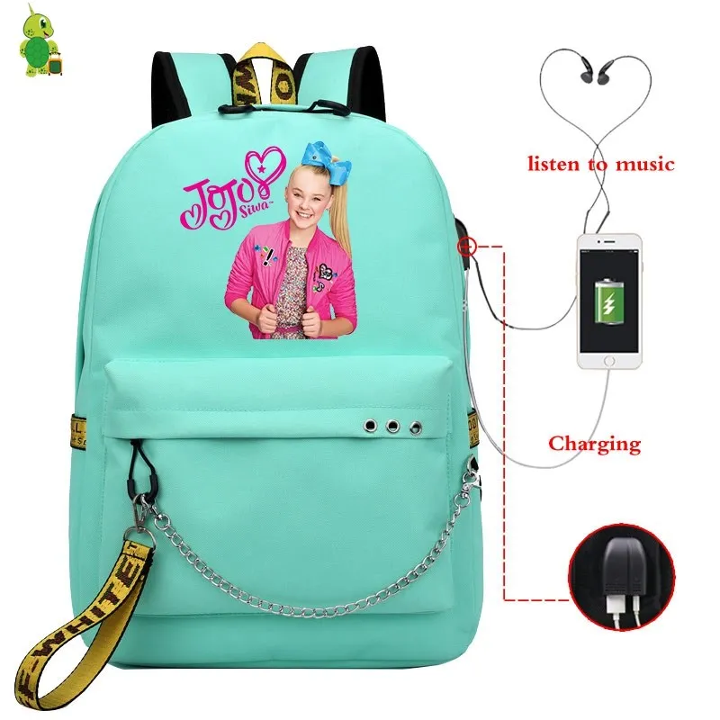 13 Mochila JoJo Siwa рюкзак, школьные сумки для девочек-подростков, женский рюкзак, Usb зарядка, рюкзак для ноутбука, модный рюкзак, дорожные сумки - Цвет: 13