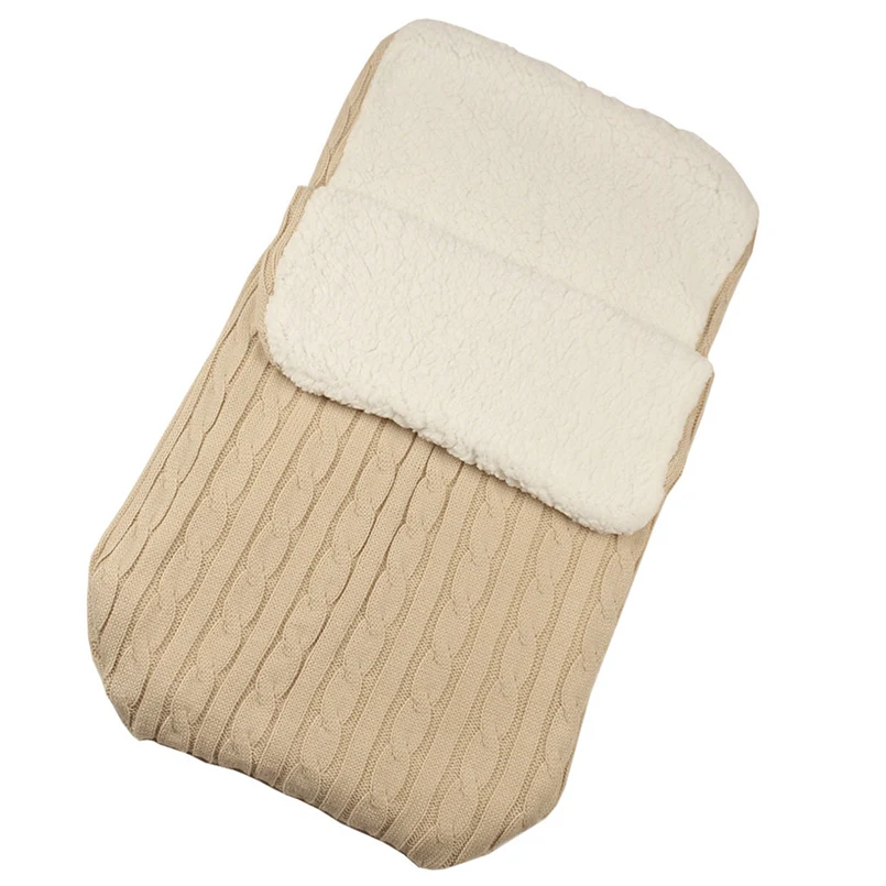 Winter baby stroller sleeping bag outdoor button baby knitted sleeping bag wool plus velvet thick quilt warm  sleeping bag 30D5 (3)