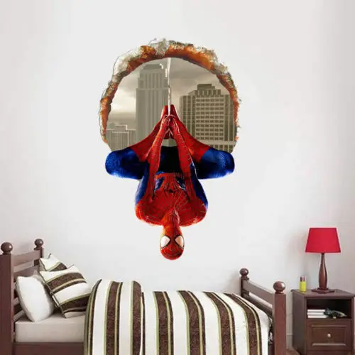 3D наклейки, Spider-man, декоративные наклейки, детская комната, Декор, Супермен, Человек-паук, гигантские наклейки на стену, клей для детской комнаты, настенные