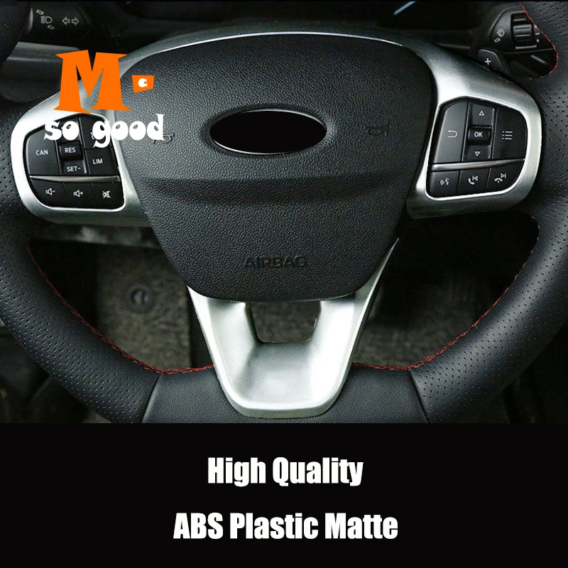 

ABS Matte car styling For Ford Kuga Escape MK3 Car steering wheel button frame cover trim 2020 accessories Sticker Shell
