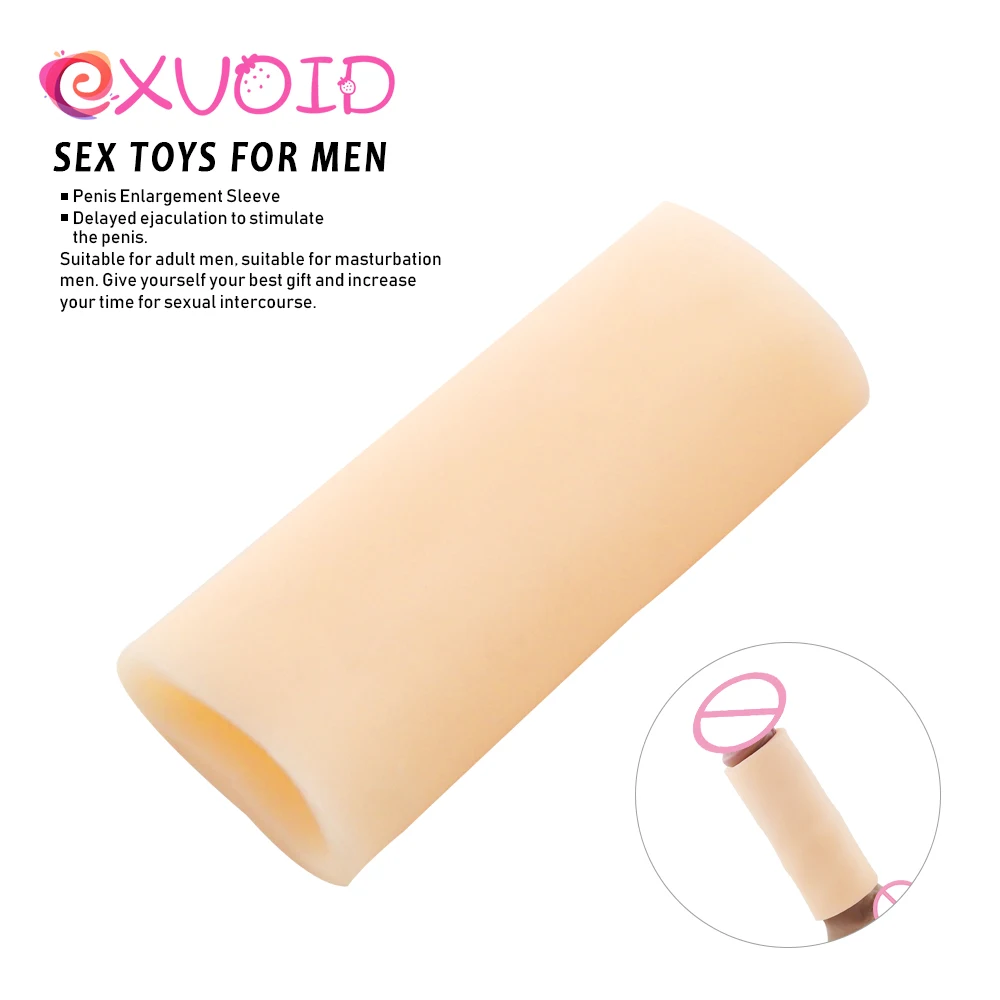 EXVOID Delay Ejaculation Sex Toys For Men Vagina Stimulate Silicone Penis Extender Enlarger Enlargement Sleeve | Красота и здоровье
