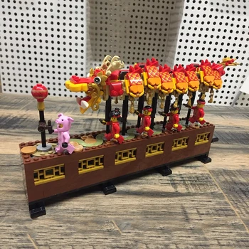 

Lepinblocks 46002 Compatible With lepining 80102 Chinese Dragon Dance Set Building Blocks Bricks Assembly Toys New Year Gift