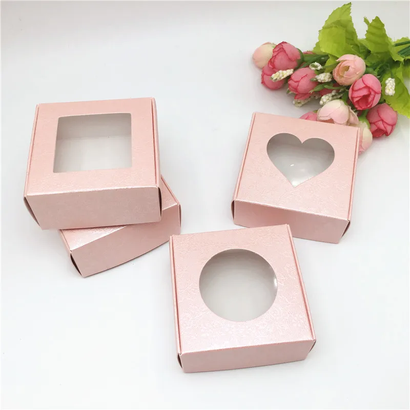 

12PCS/Lot Love Packaging Gift Paper Boxes High Quality Heart Shape Window PVC Rose Pink Boxes Handmade Small Candy Carton