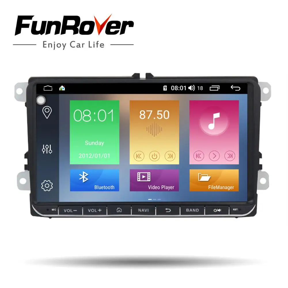 Sale Funrover 2 Din Octa Core Android9.0 Car dvd gps multimedia stereo For Volkswagen Golf Polo B6 B7 Jett Radio navi DSP 4G 64G LTE 4