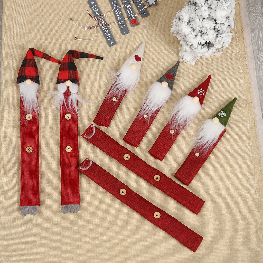 8PC Christmas Refrigerator Door Handle Cloth Cover Home Kitchen Party Decor
