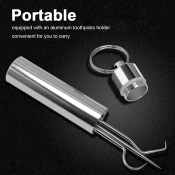 

reusable Toothpicks Stainless Steel Tooth Pick Sticks Pocket Toothpick with Holder for Teeth Cleaning & Teeth Care 3 Types