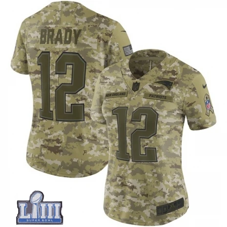 Women Женская Новая Англия Tom Brady Patriots Super Bowl LIII Bound Camo jersey - Цвет: Women